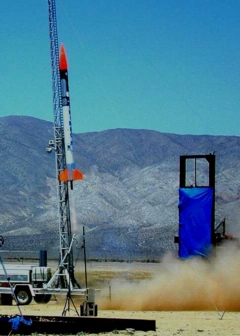 Amature rocket on launch pad