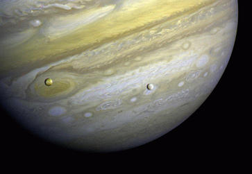 NASA photograph of Jupiter and moons