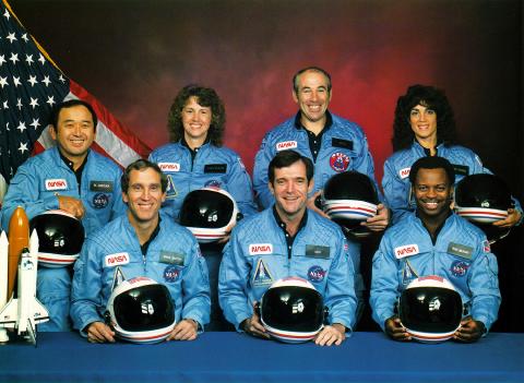 <cite>Challenger</cite> crew group photograph.