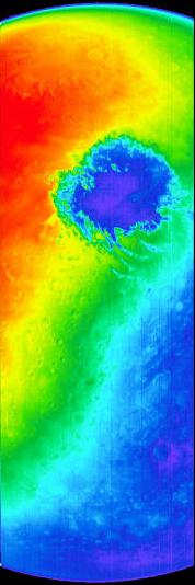 False-color picture of Mars section.