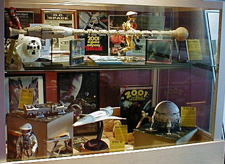Display of memorbilia of movie 2001: A Space Odyssey.