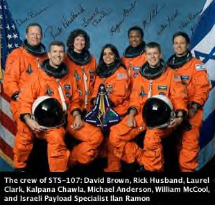NASA photo of Columbia STS 107 crew.