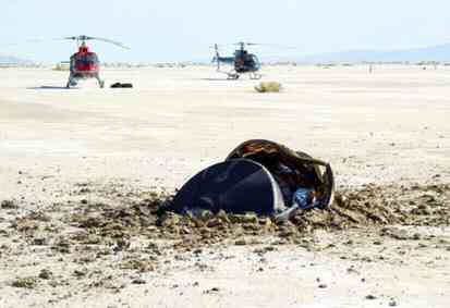 USAF photo of crash site of Genesis solar sample return mission.