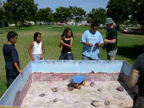 Demonstrating the Pathfinder model in the Marscape. Photo courtesy Robert Gounley.