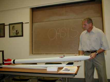 Robert Kleinberger explains the Rocket Launch Program at September lecture. Photo courtesy Steve Bartlett.