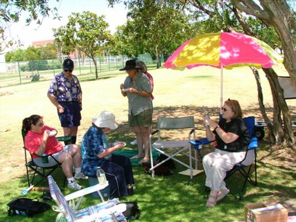 Relaxing in the shade at Pollywog Park.