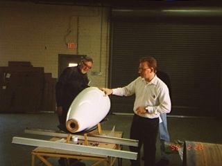 Explaining the construction of the Scorpius nosecone.