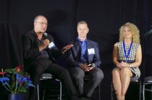 “NASA Partners with Industry on Commercial Crew to Orbit” (from left) John Spencer, Chris Ferguson, and Pam Underwood