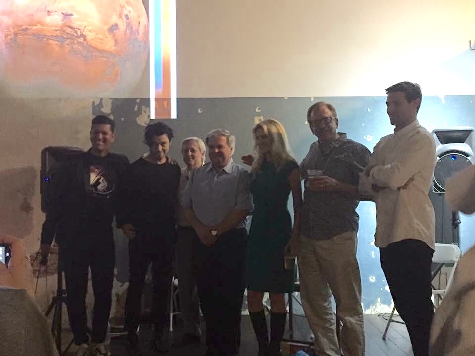 From left: MC Rick Garcia, Harley Cortez, Dennis Wonica, Nahum Melamed, Andrea Diamond, Jeff Puschell, and