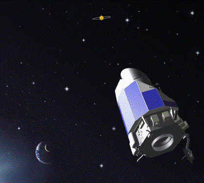 Artists conception of Kepler spacecraft in flight.