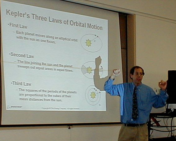 Dr. Potter illustrating Kepler's Three Laws of Motion